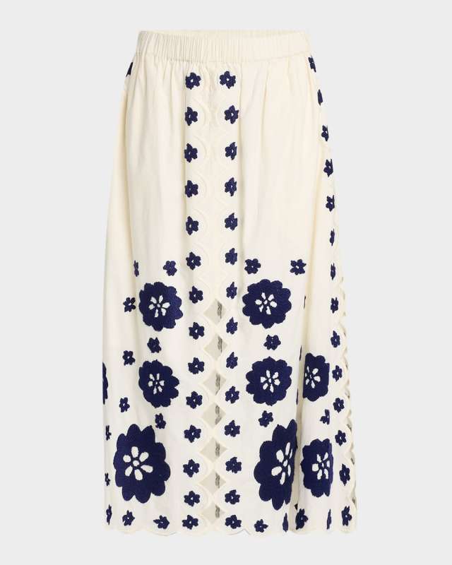 Catrine Embroidered Midi Skirt